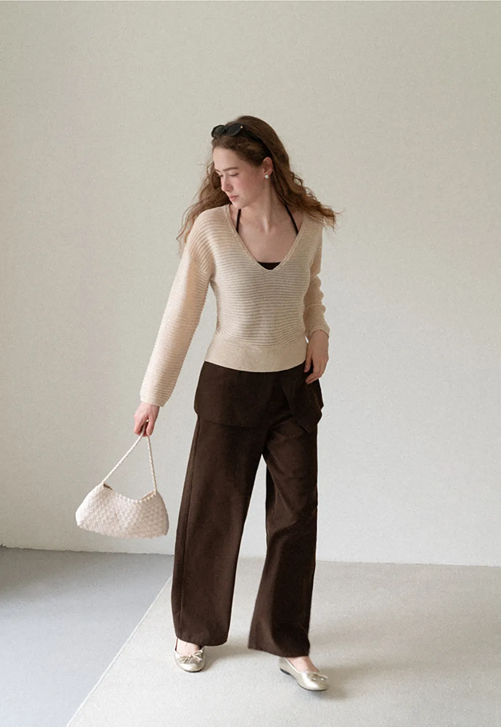 Wrap Front Wide Leg Casual Pants
