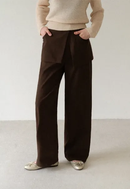 Wrap Front Wide Leg Casual Pants