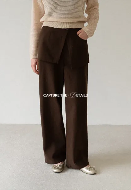 Wrap Front Wide Leg Casual Pants
