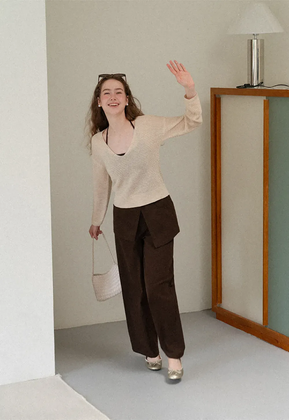 Wrap Front Wide Leg Casual Pants