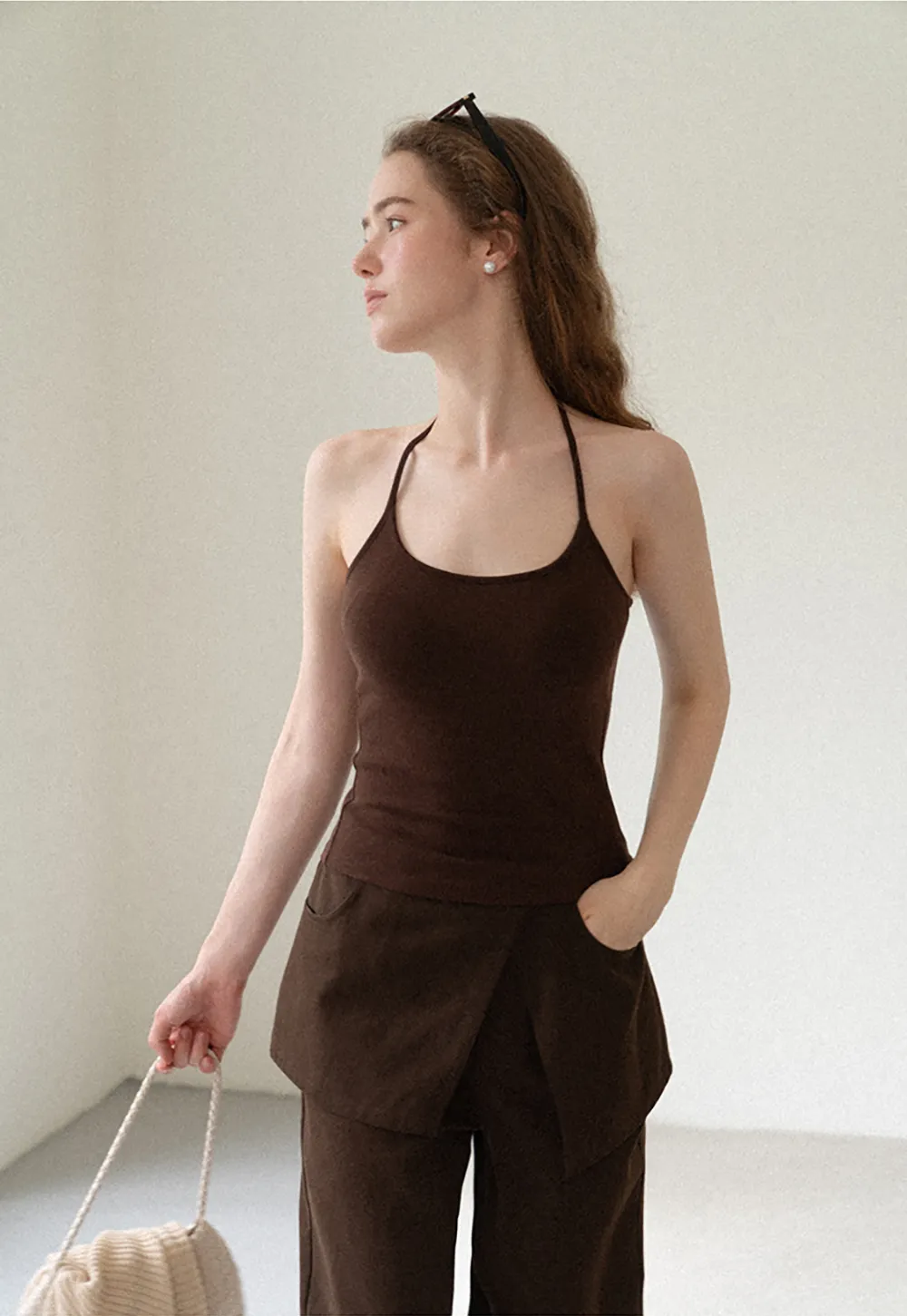 Wrap Front Wide Leg Casual Pants
