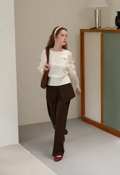 Wrap Front Wide Leg Casual Pants