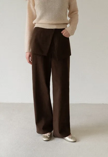 Wrap Front Wide Leg Casual Pants