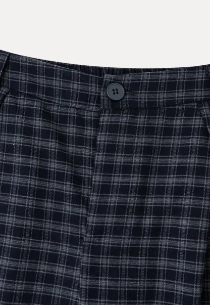 Wide Leg Plaid Pleated Casual Pants