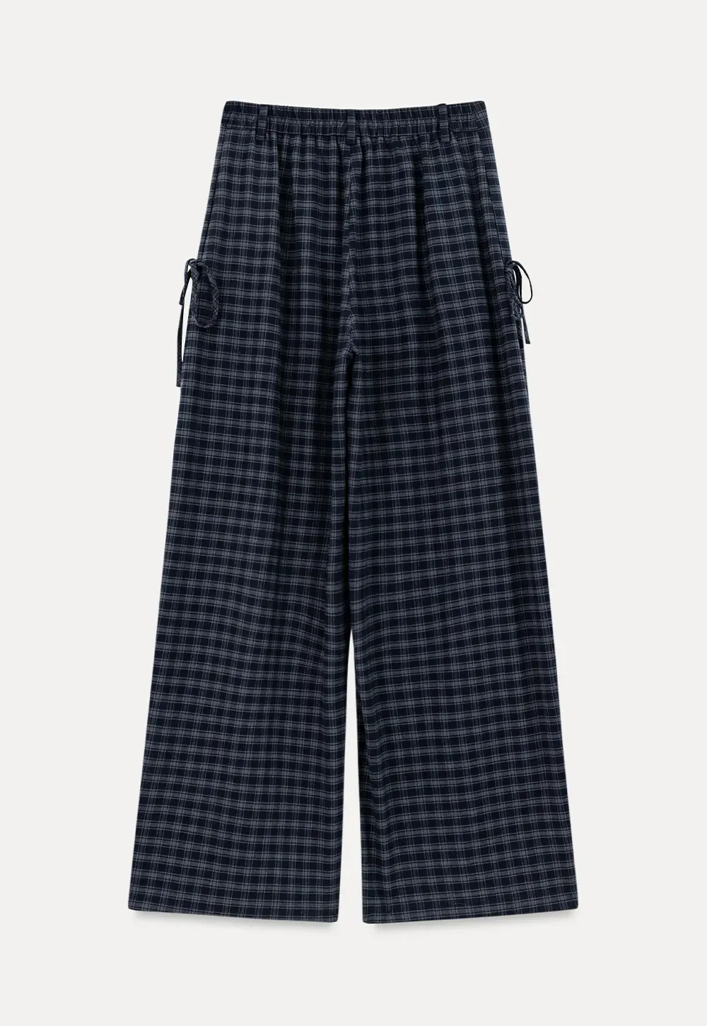 Wide Leg Plaid Pleated Casual Pants