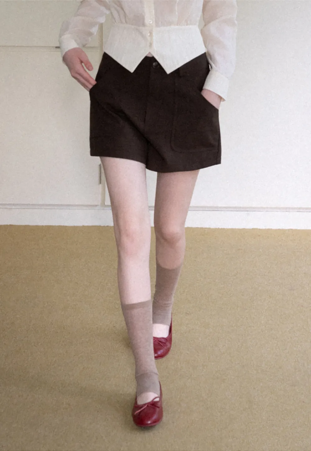 High Waist Pleated Tailored Shorts