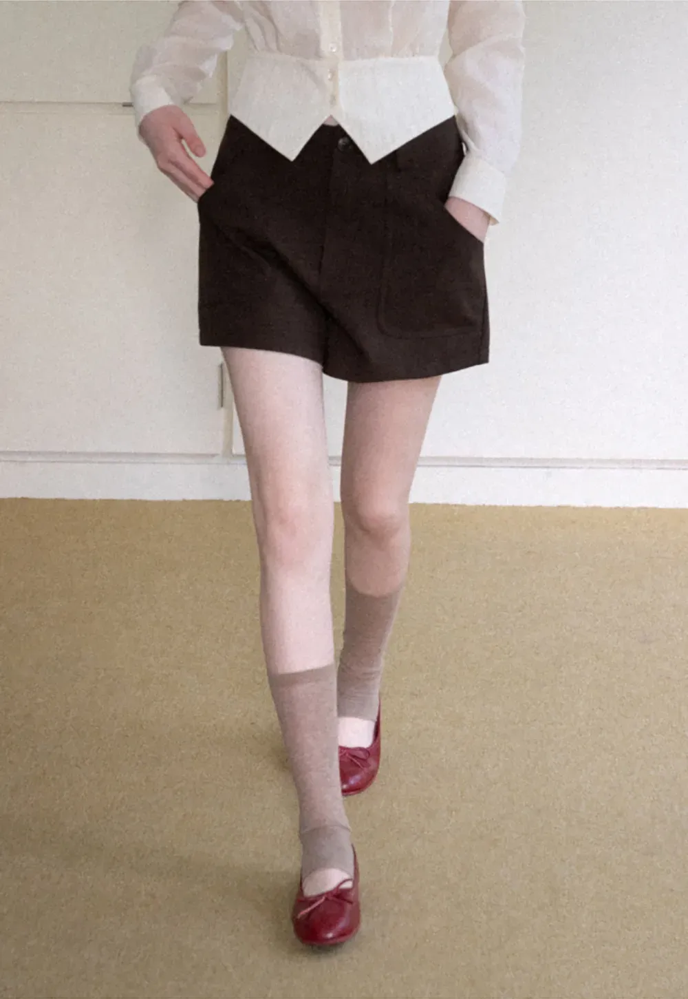 High Waist Pleated Tailored Shorts