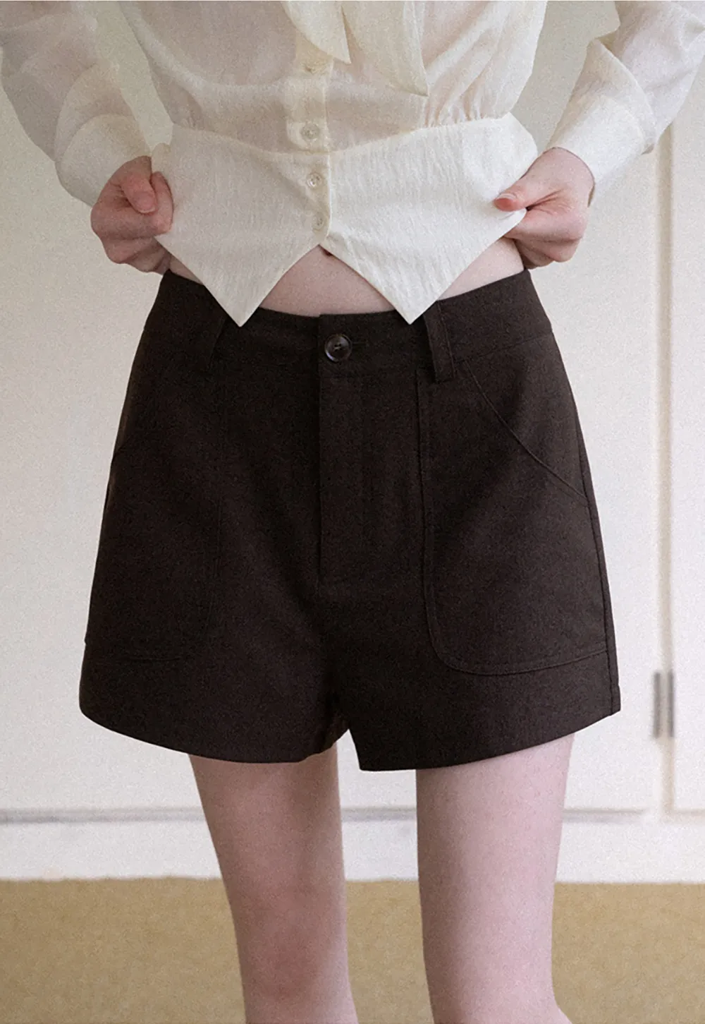 High Waist Pleated Tailored Shorts