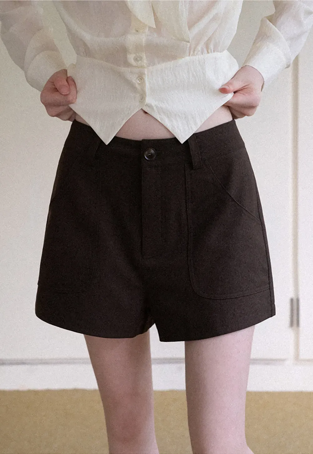 High Waist Pleated Tailored Shorts