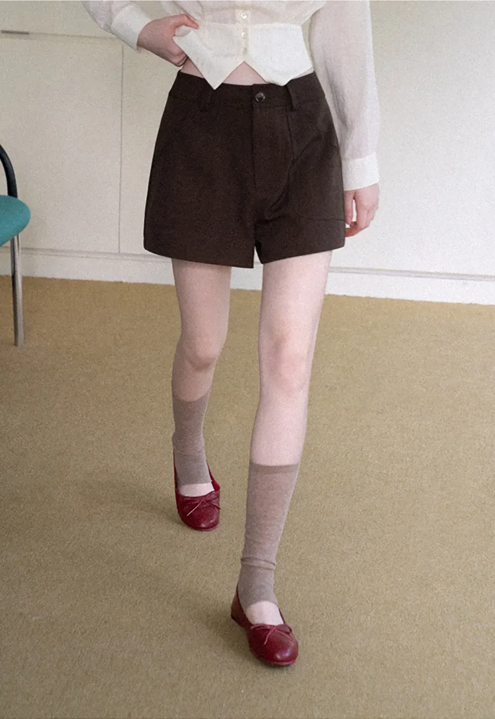 High Waist Pleated Tailored Shorts
