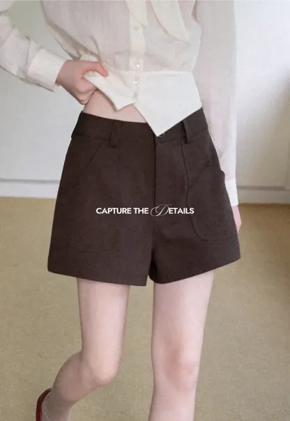 High Waist Pleated Tailored Shorts