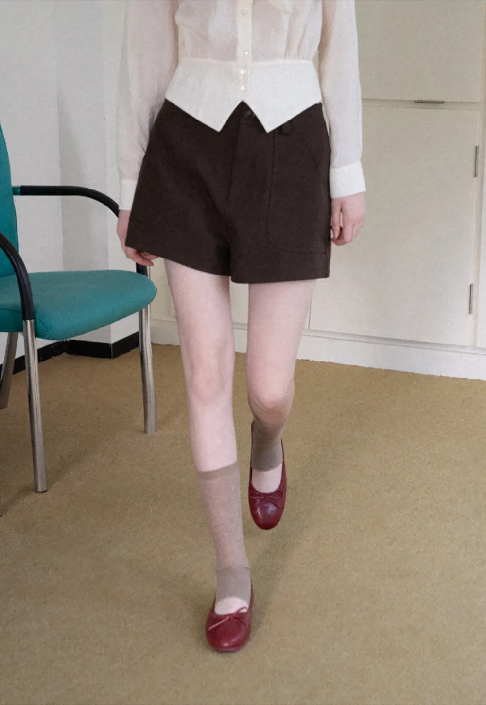 High Waist Pleated Tailored Shorts