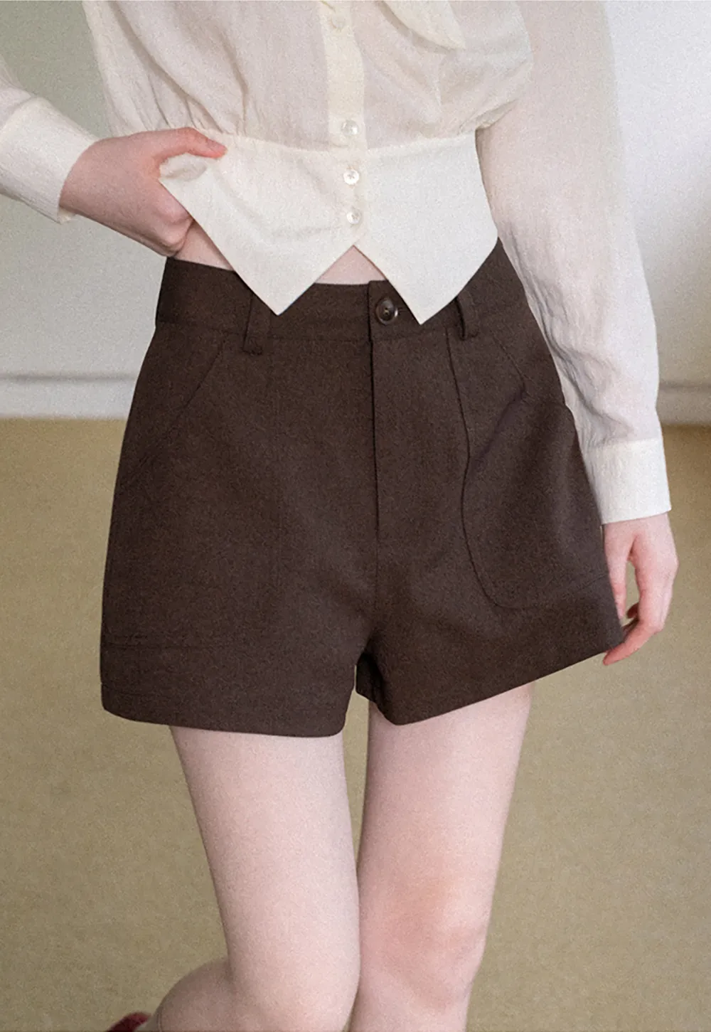 High Waist Pleated Tailored Shorts