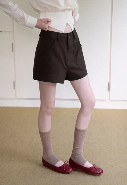 High Waist Pleated Tailored Shorts