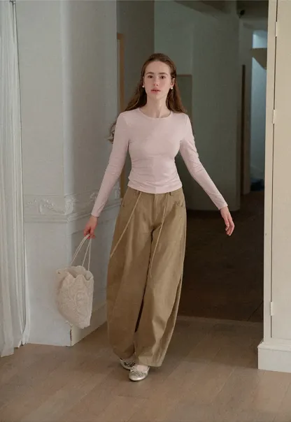 High Waist Pleated Wide Leg Casual Pants