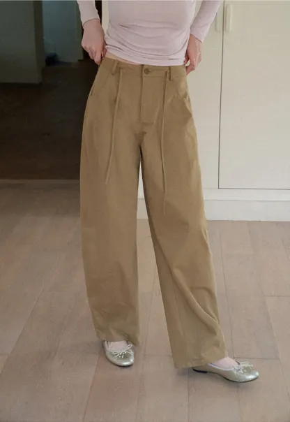 High Waist Pleated Wide Leg Casual Pants