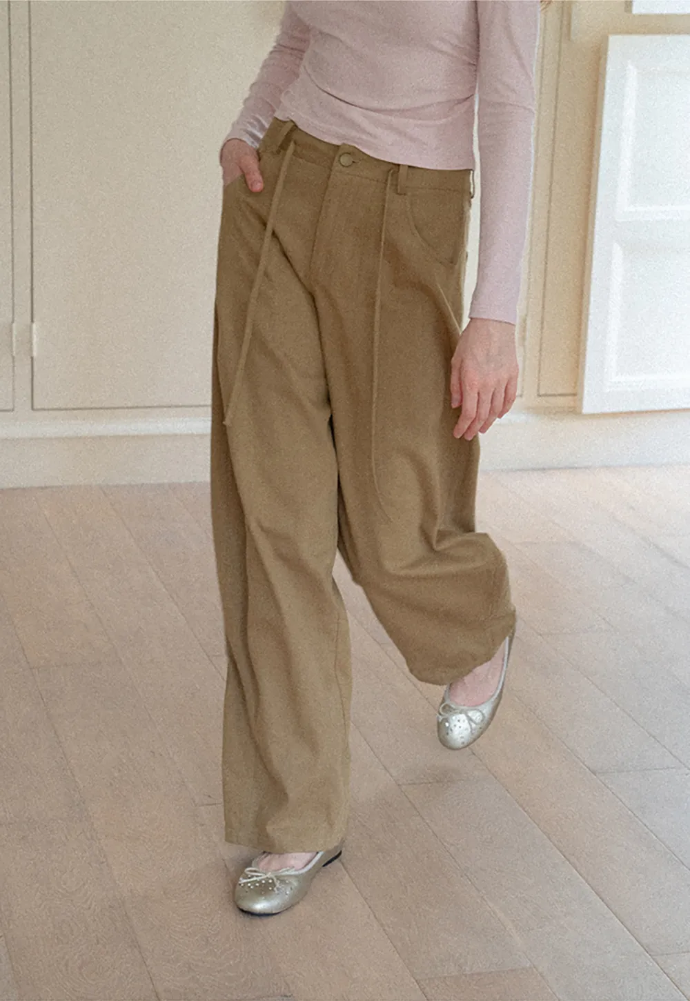 High Waist Pleated Wide Leg Casual Pants