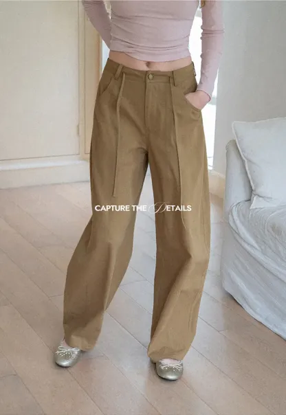 High Waist Pleated Wide Leg Casual Pants