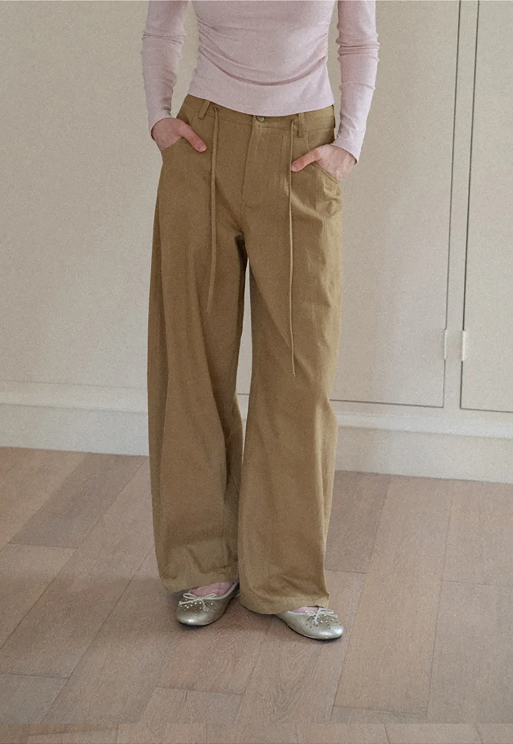High Waist Pleated Wide Leg Casual Pants