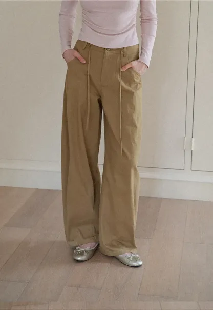 High Waist Pleated Wide Leg Casual Pants