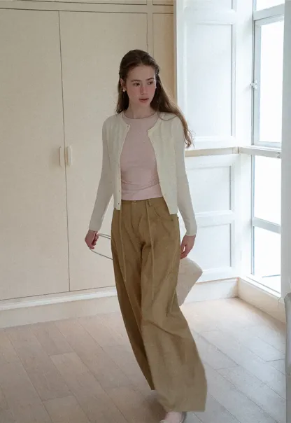 High Waist Pleated Wide Leg Casual Pants
