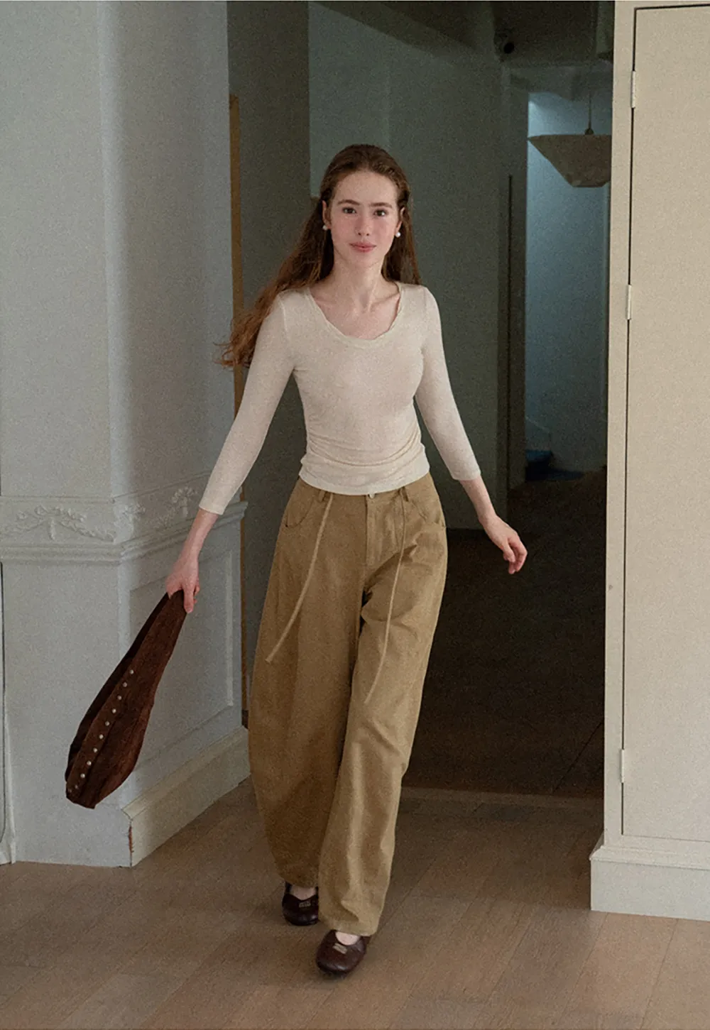 High Waist Pleated Wide Leg Casual Pants