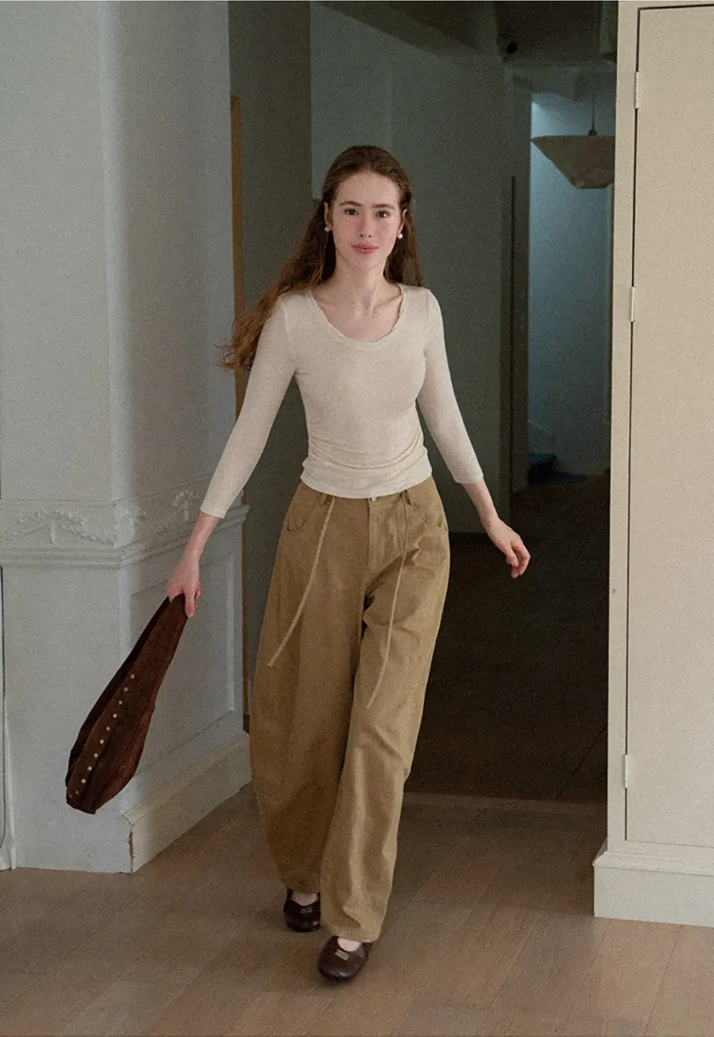 High Waist Pleated Wide Leg Casual Pants