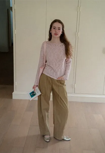 High Waist Pleated Wide Leg Casual Pants