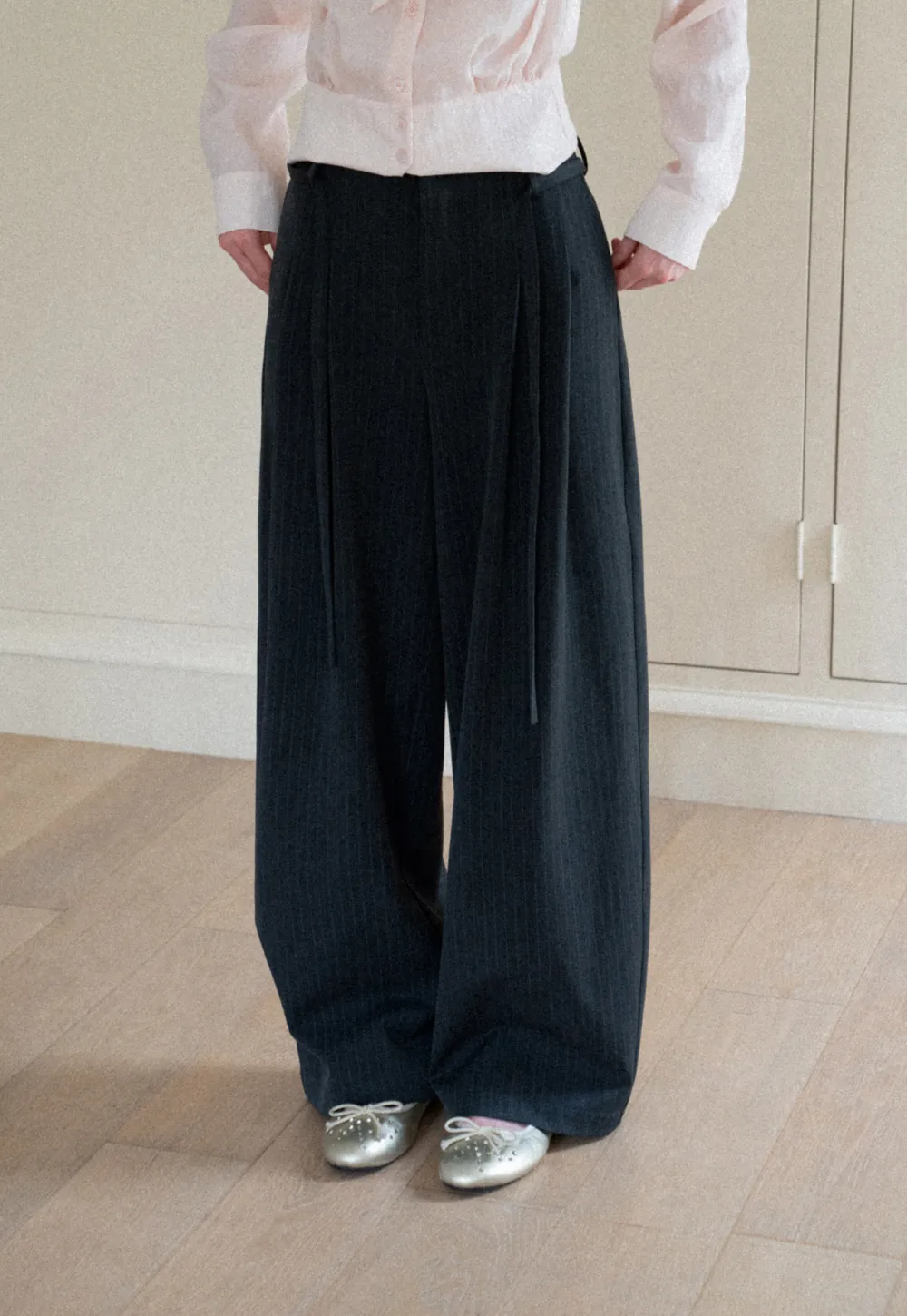Pleated Wide Leg Casual Pants
