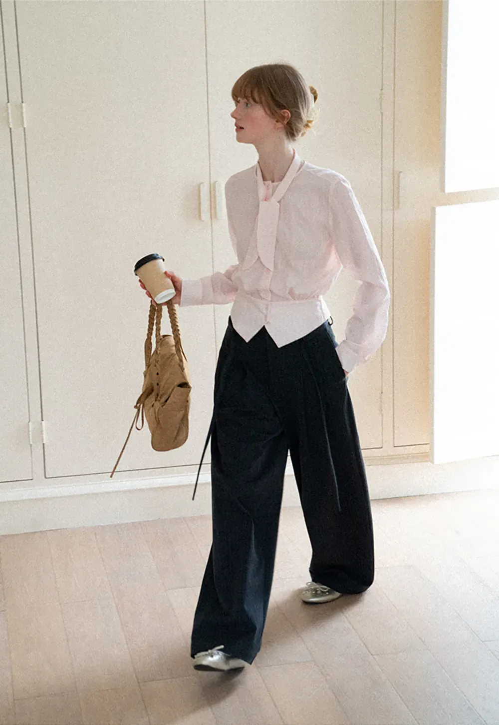 Pleated Wide Leg Casual Pants