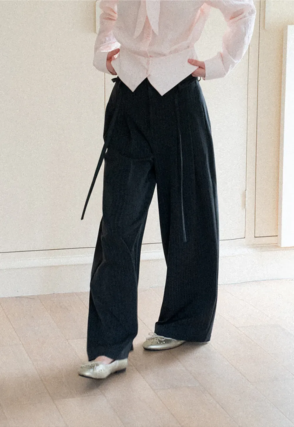 Pleated Wide Leg Casual Pants