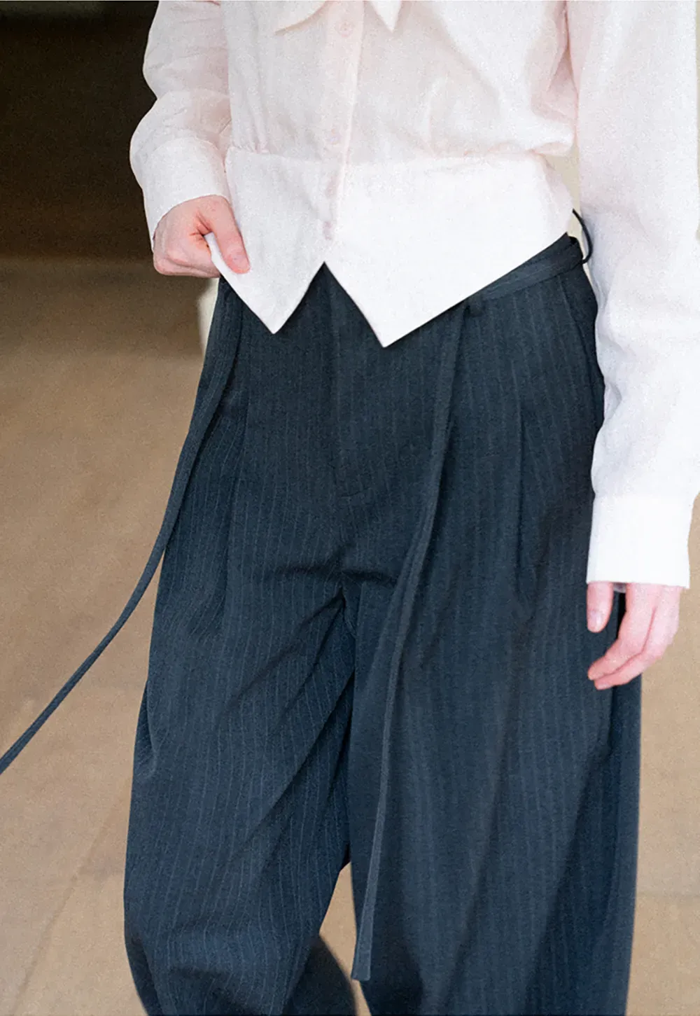 Pleated Wide Leg Casual Pants