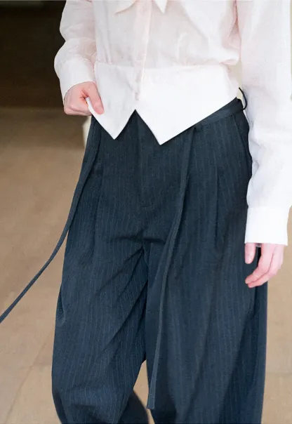 Pleated Wide Leg Casual Pants