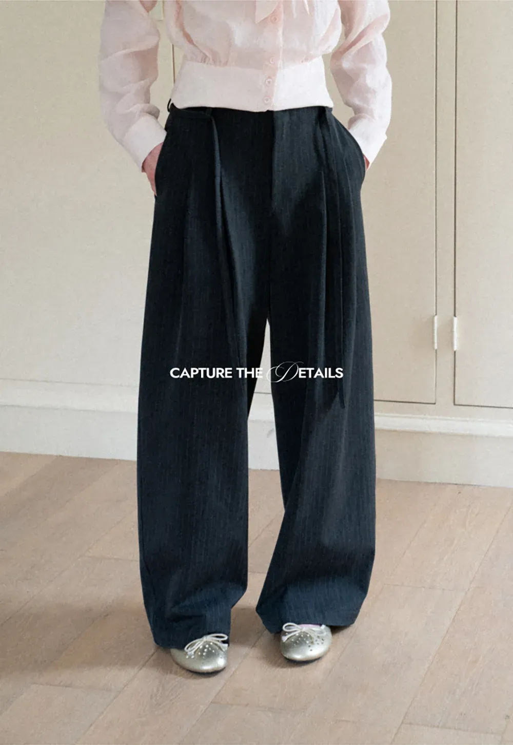 Pleated Wide Leg Casual Pants