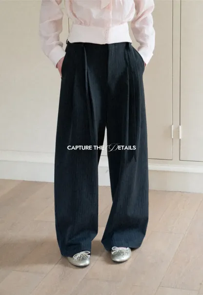 Pleated Wide Leg Casual Pants