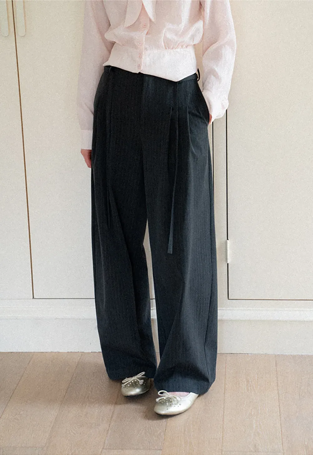 Pleated Wide Leg Casual Pants