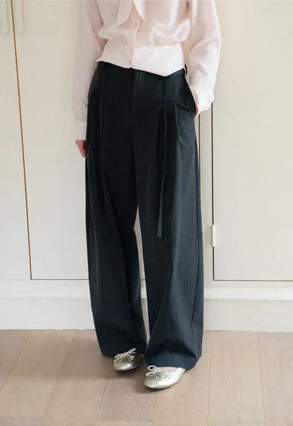 Pleated Wide Leg Casual Pants