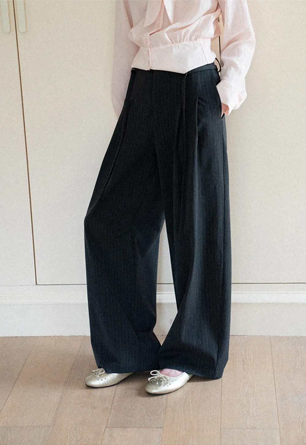 Pleated Wide Leg Casual Pants