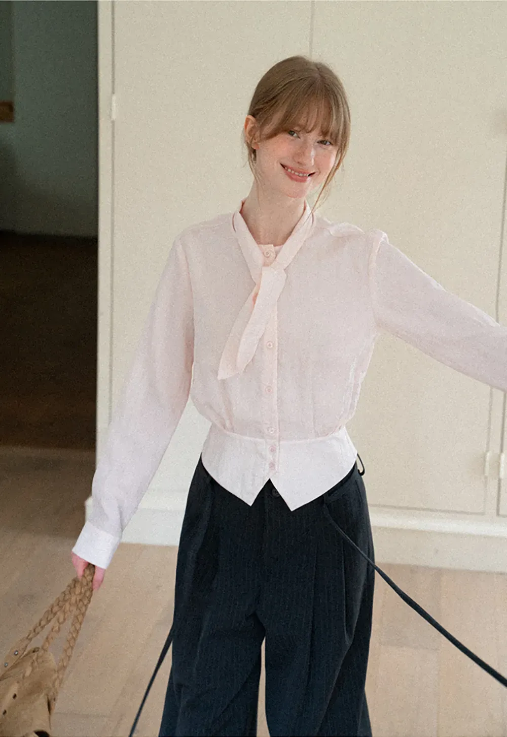 Pleated Wide Leg Casual Pants