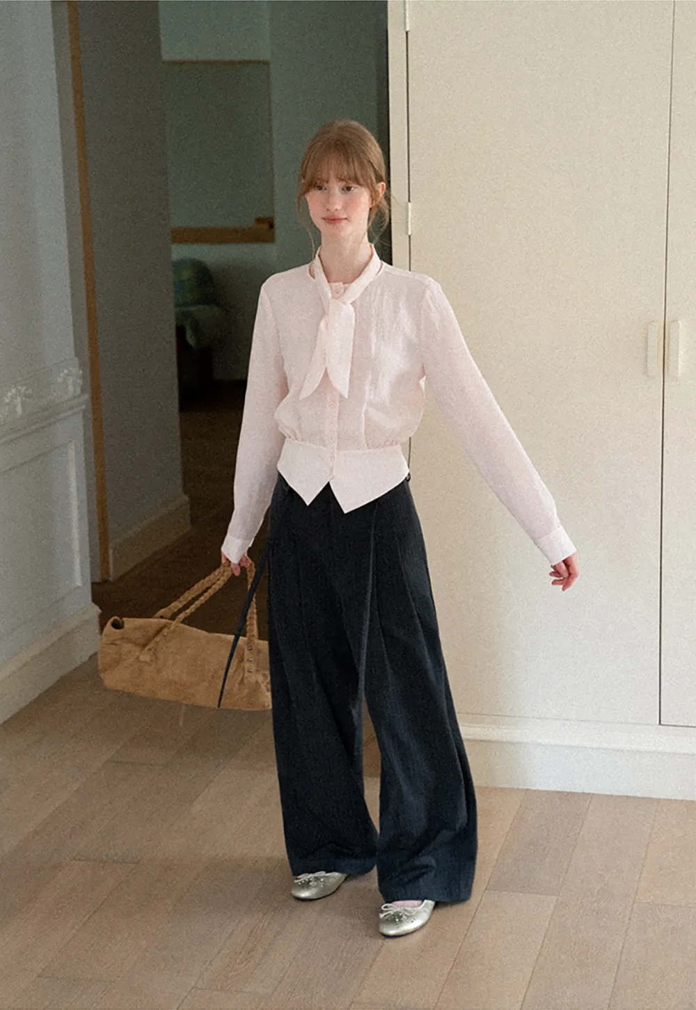 Pleated Wide Leg Casual Pants