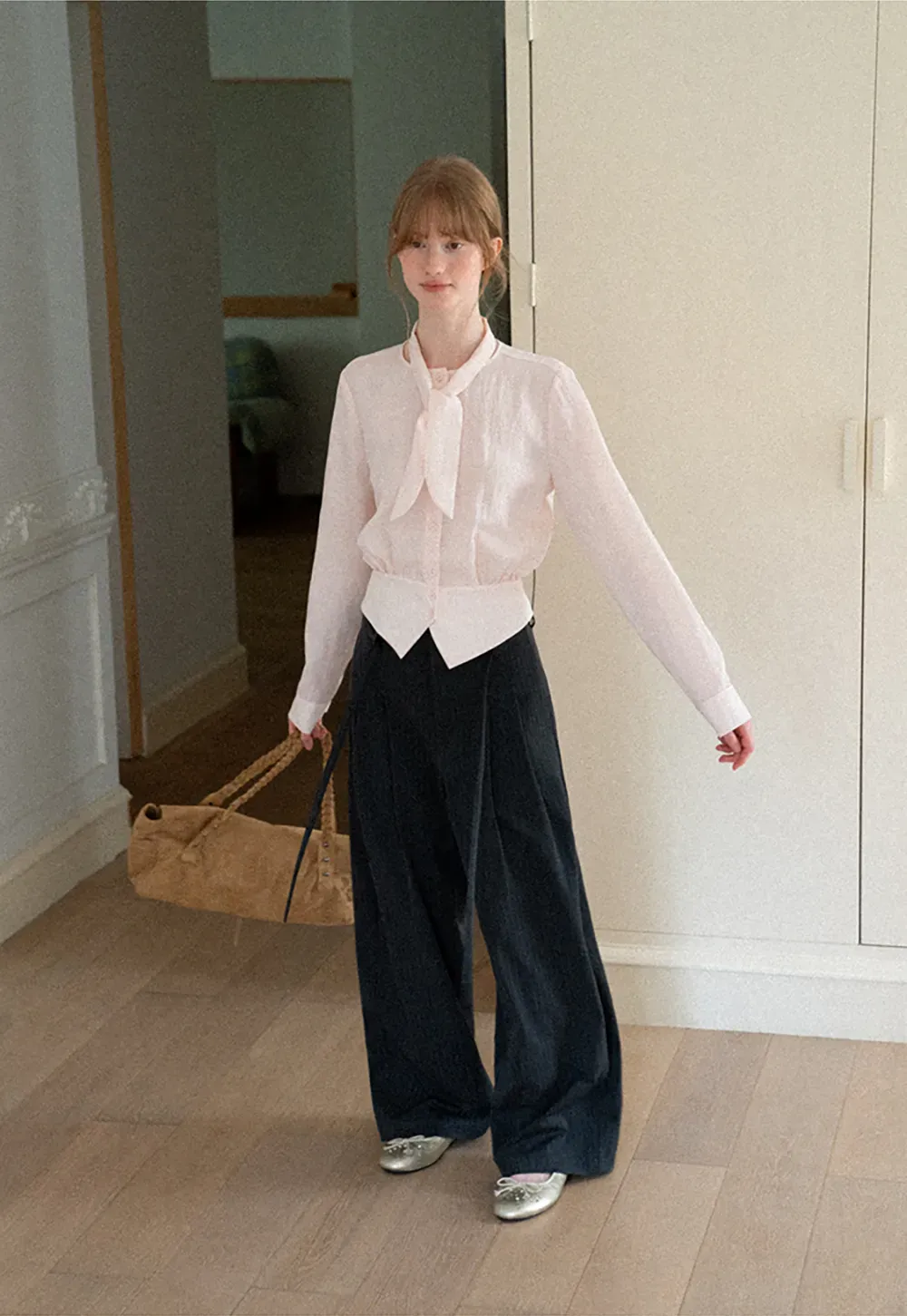 Pleated Wide Leg Casual Pants
