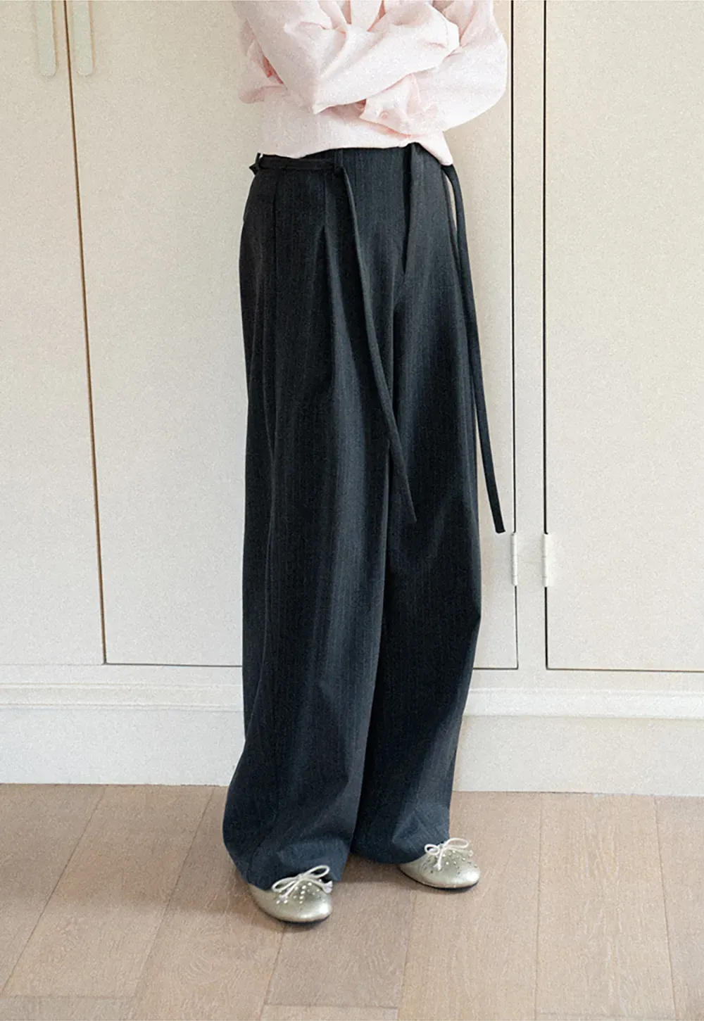 Pleated Wide Leg Casual Pants