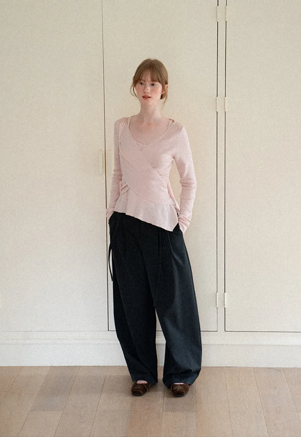 Pleated Wide Leg Casual Pants