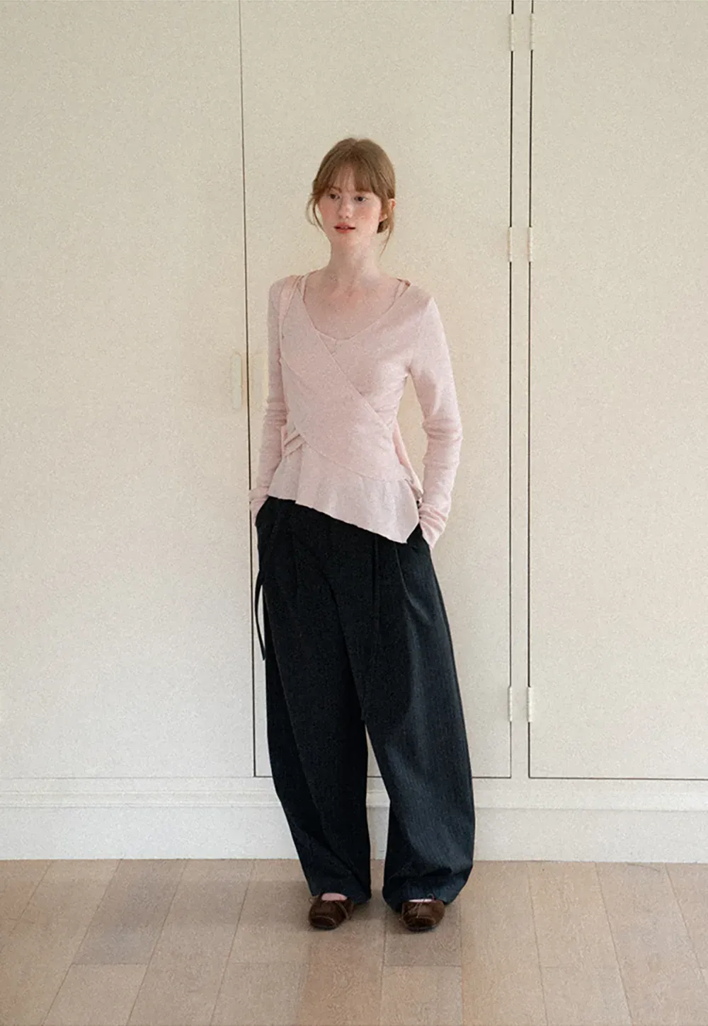 Pleated Wide Leg Casual Pants