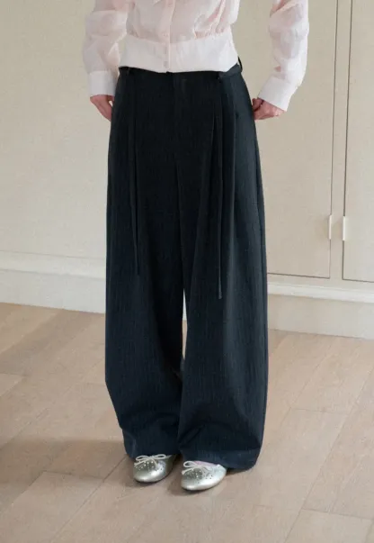 Pleated Wide Leg Casual Pants