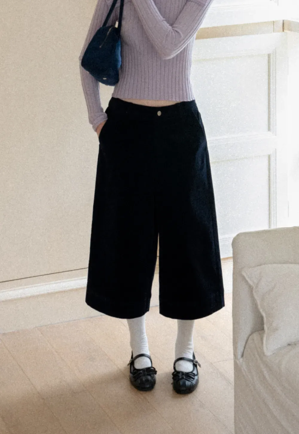 Wide Leg Cropped Casual Pants