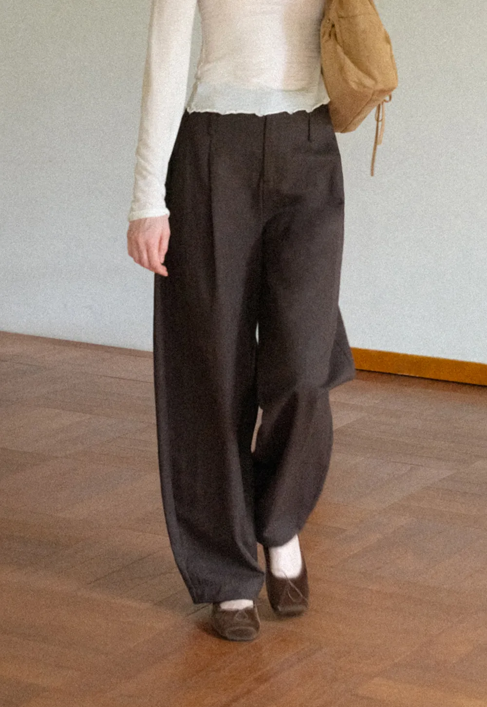 High Waist Pleated Wide Leg Casual Pants