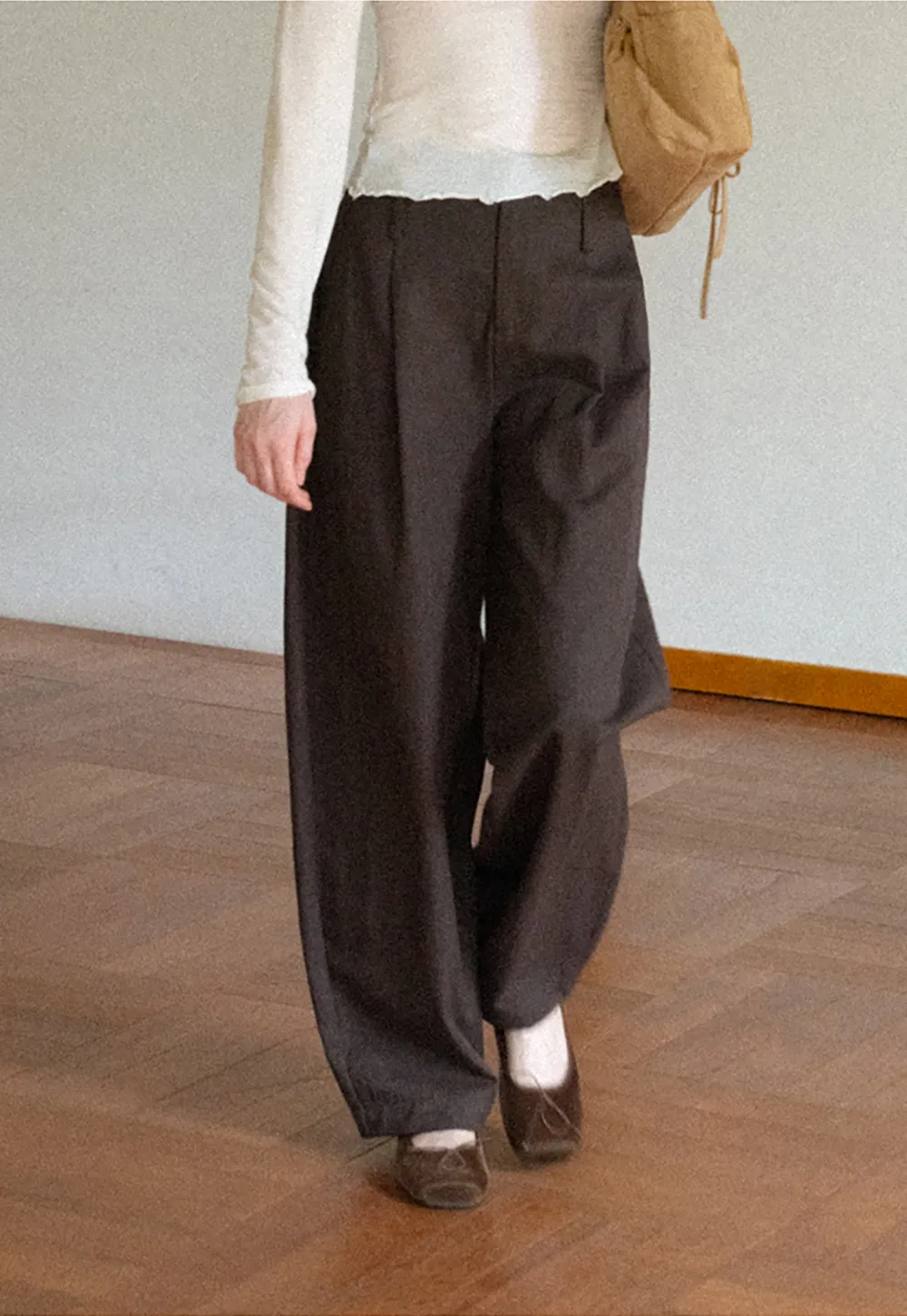 High Waist Pleated Wide Leg Casual Pants