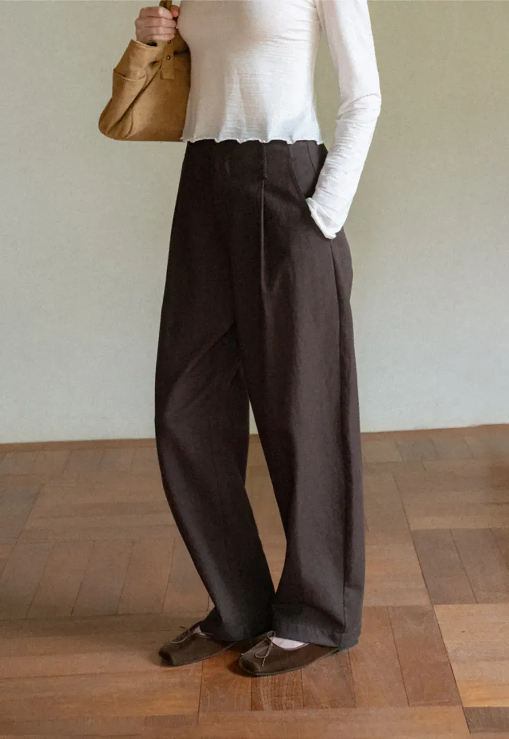 High Waist Pleated Wide Leg Casual Pants