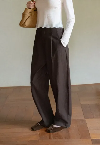 High Waist Pleated Wide Leg Casual Pants